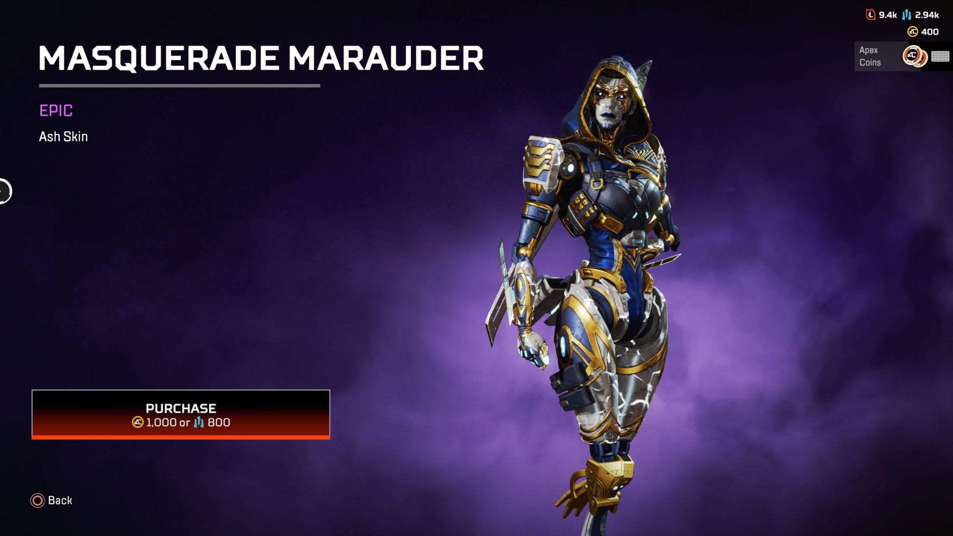 Apex Legends Masquerade Marauder skin for Ash