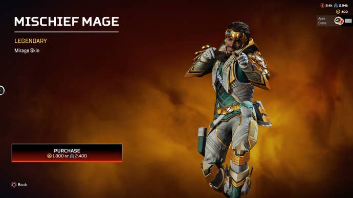 Apex Legends, Mischief Mage skin for Mirage