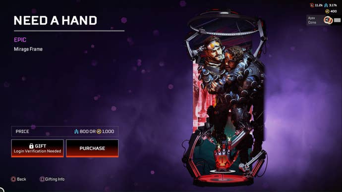 apex legends need a hand epic mirage frame