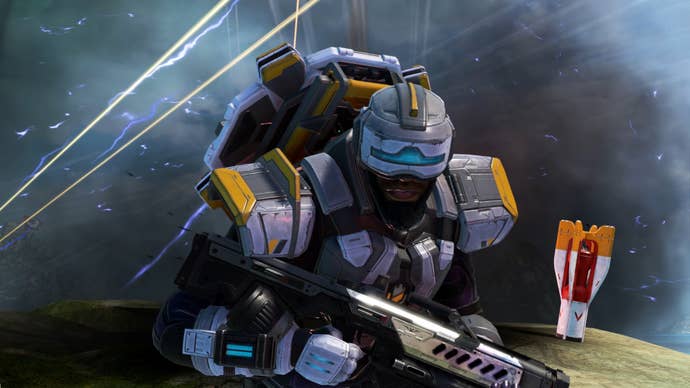 Newcastle in Apex Legends runs towards the camera, away from a Bangalore Ultimate.