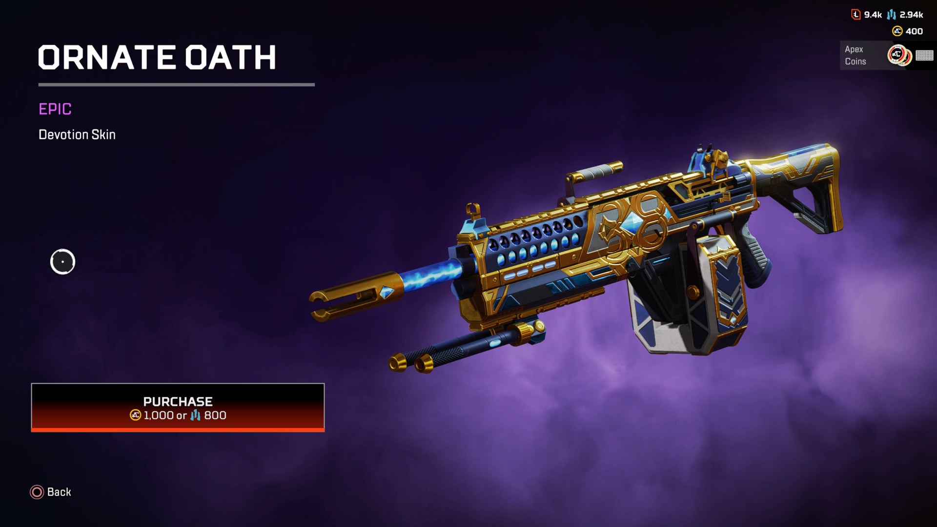 Apex Legends Ornate Oath Devotion Skin