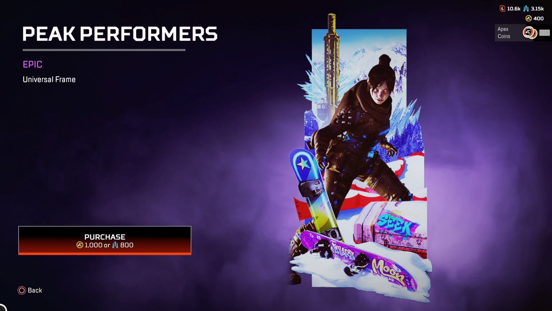 Apex Legends, Peak Performers Frame
