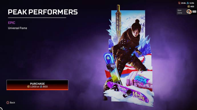 Apex Legends, Peak Performers Frame