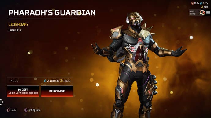 apex legends pharaoh’s guardian legendary fuse skin