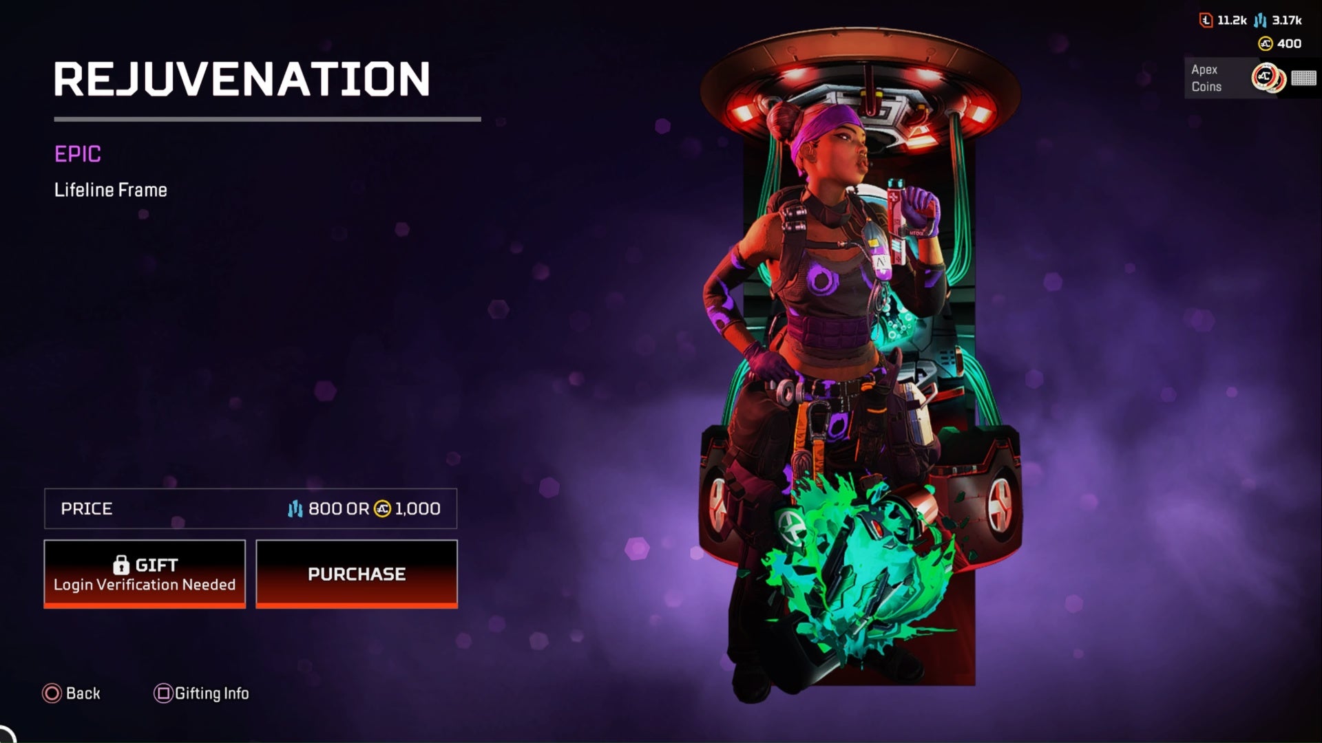 apex legends rejuvination epic lifeline frame