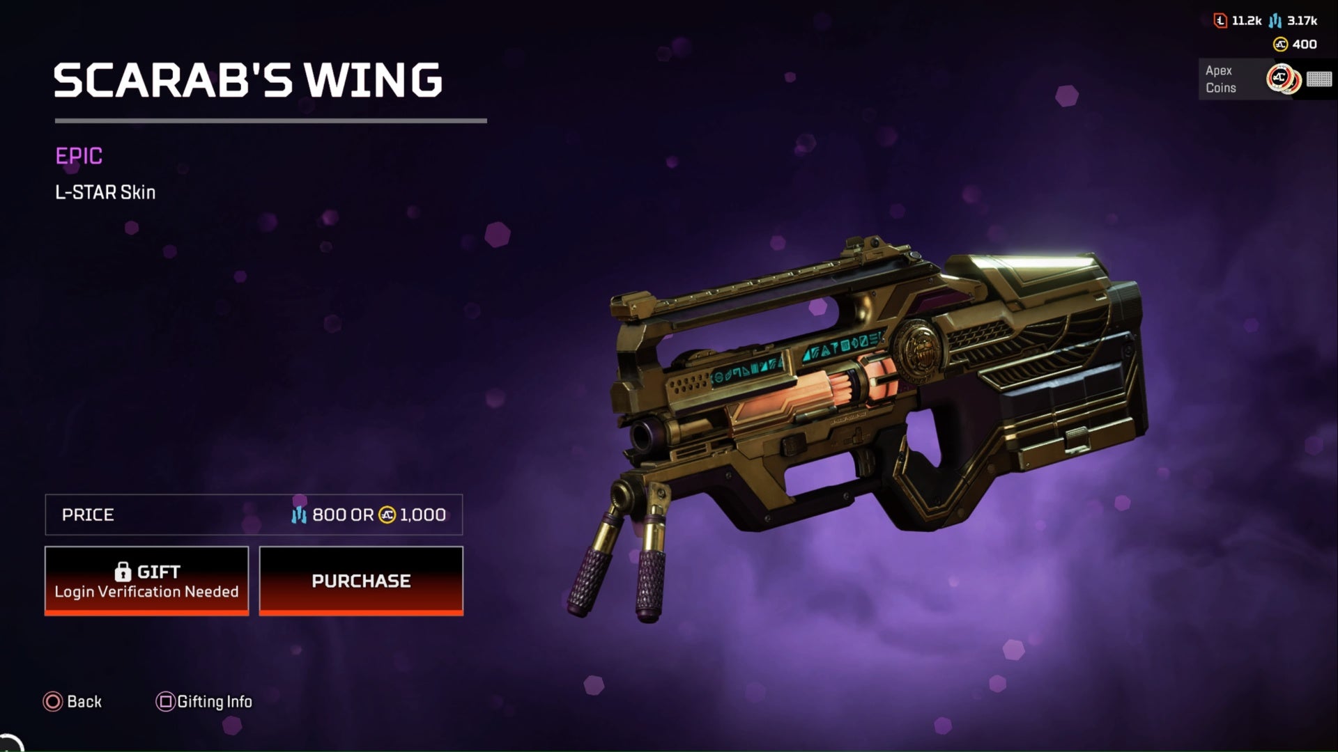 Apex Legends Scarab&rsquo;s Wing Epic L-Star Skin