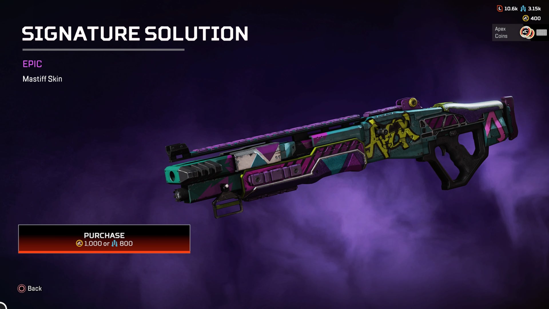 Apex Legends, Signature Solution Epic Mastiff Skin