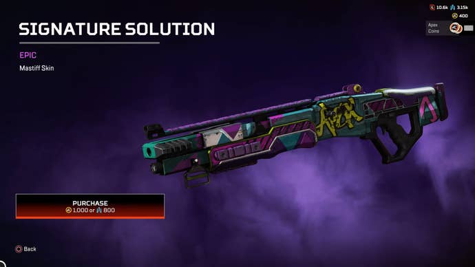 Apex Legends, Signature Solution Epic Mastiff Skin