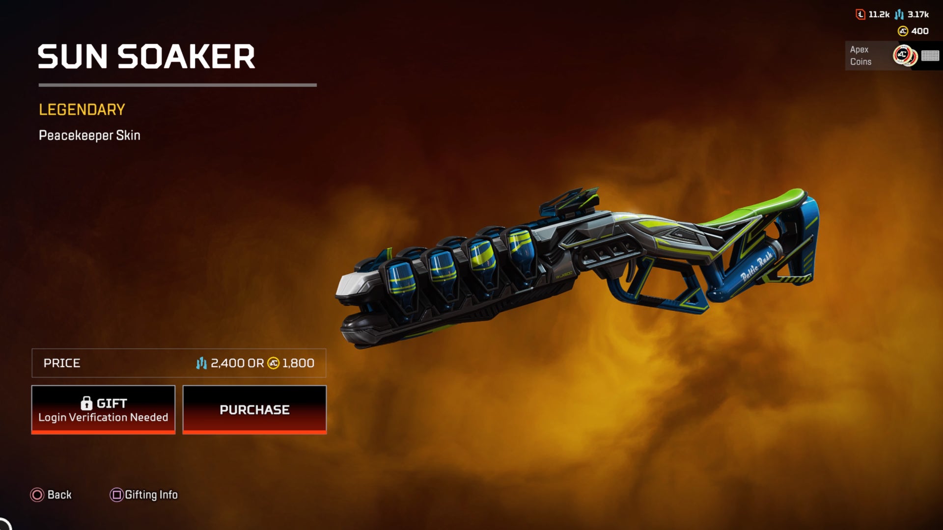 Apex Legends, Sun Soaker legendary Peacekeeper skin