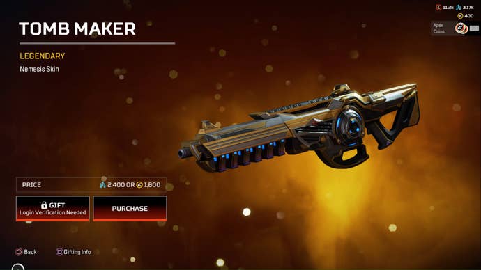 Apex Legends Tomb Maker Legendary Nemesis Skin