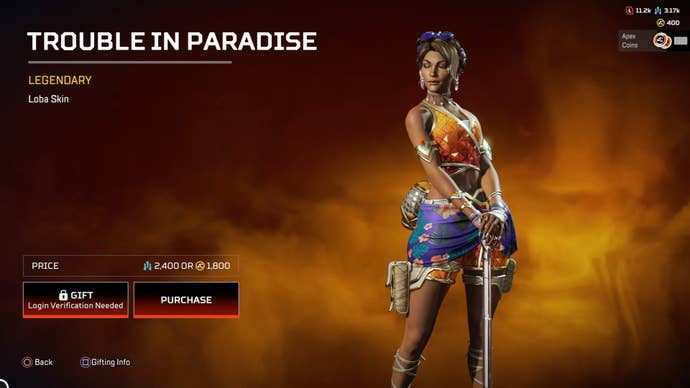 Apex Legends, Trouble in Paradise legendary Loba skin