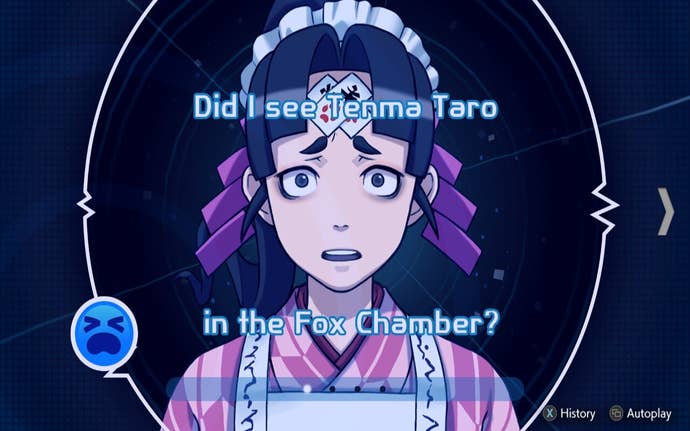 A young girl looks frightened as she gives testimony in the Apollo Justice: Ace Attorney Trilogy