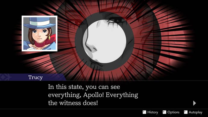 An eye zooms in on a man’s face in the Apollo Justice: Ace Attorney Trilogy