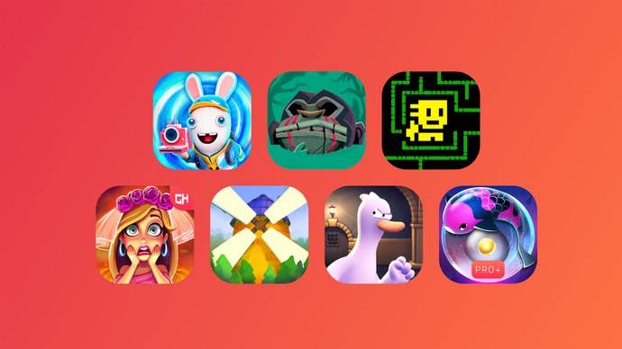 Apple Arcade artwork showing some of the apps included with the gaming subscription service.