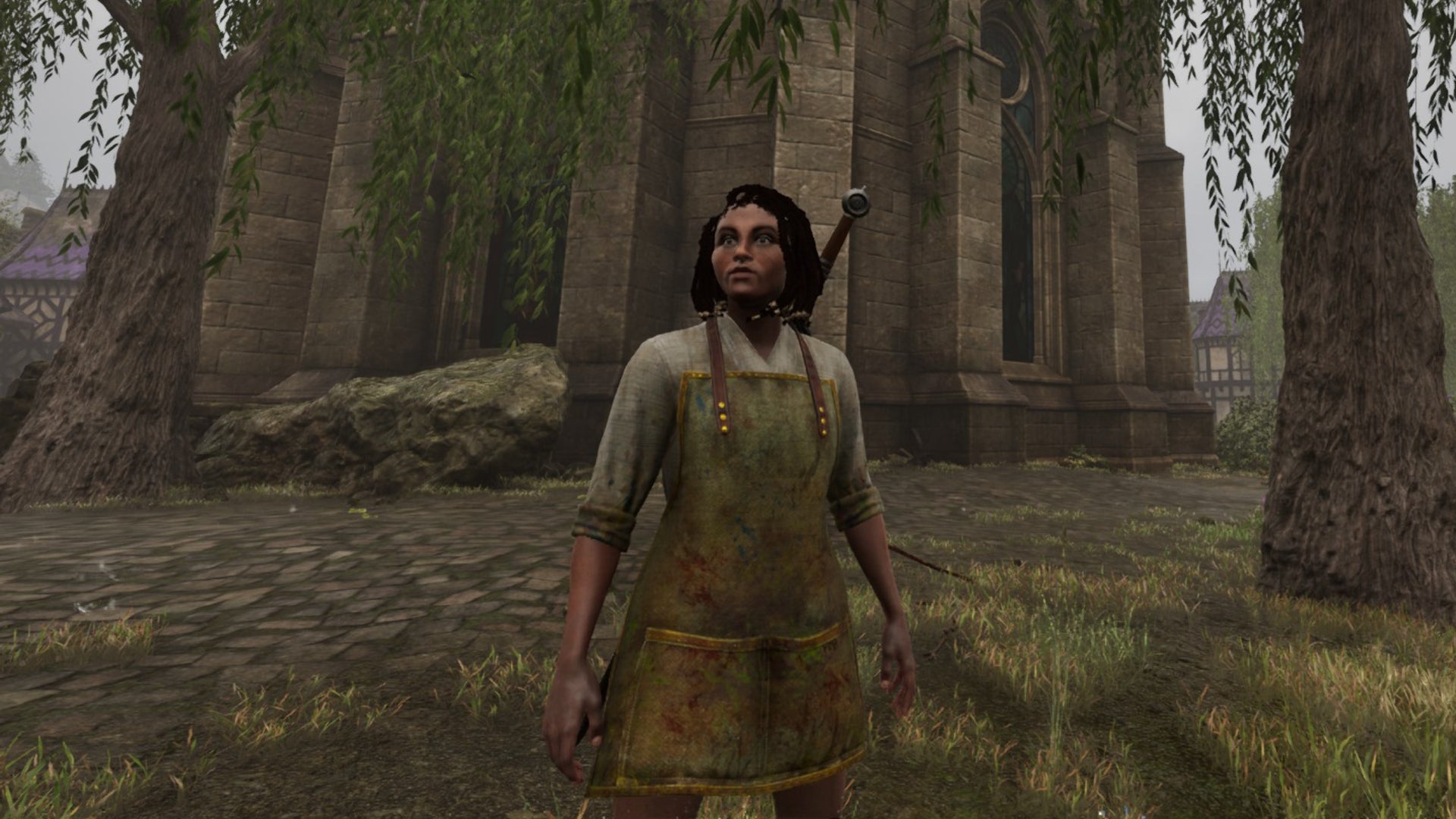 A female character wears the Apron of Adoitness armor in The Elder Scrolls IV: Oblivion Remastered. - 4
