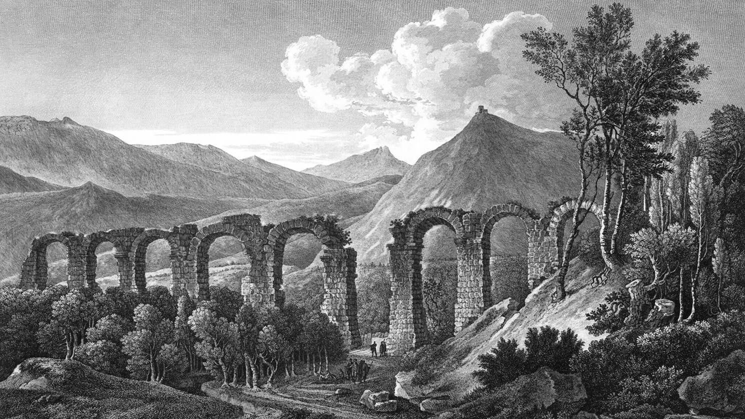 An 18th century drawing of the Salona Aqueduct.