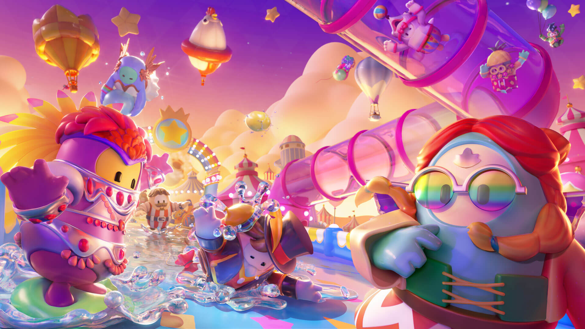 Fall Guys' artwork for Season 6 featuring beans in new cosmetics stumbling along an assault course. - 11