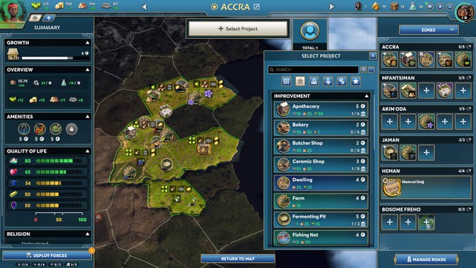 A slice of Acra and the resources being gathered there.