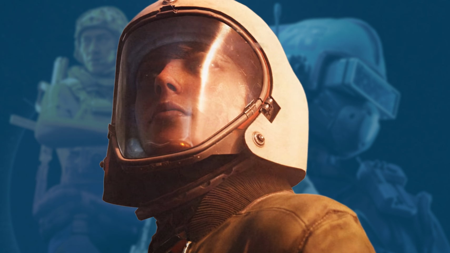 Postać z gry Arc Raiders w hełmie sci-fi trzymająca karabin