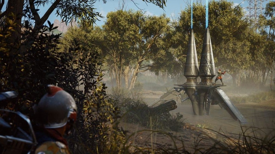 Arc Raiders Flashpoint image, showing a raider looking on at another person breaking open an Assessor.