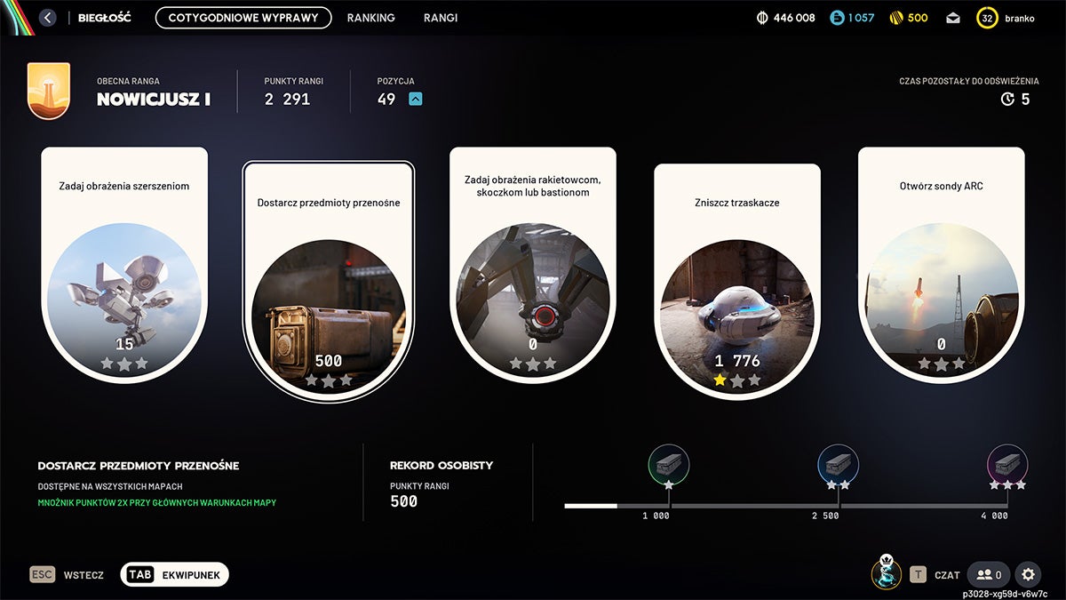Arc Raiders - próby, ranking, cotygodniowe wyzwania, gwiazdki ...