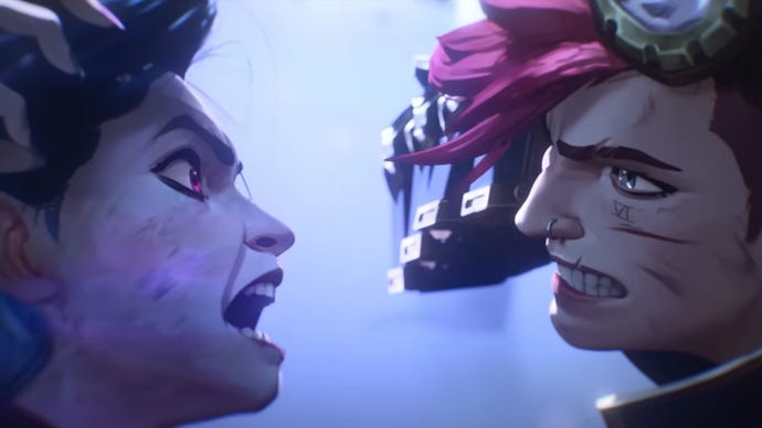 Vi and Jinx about to hit each other in Arcane season 2.