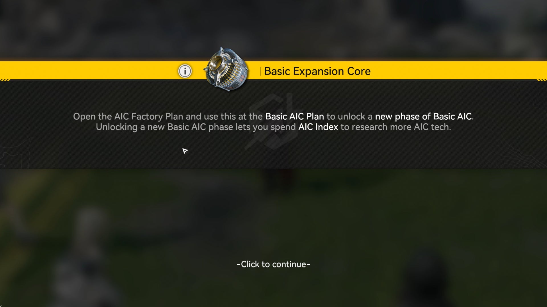 A pop-up in Arknights: Endfield telling the player that they have received a Basic Expansion Core used for upgrading their tech tree. - 5