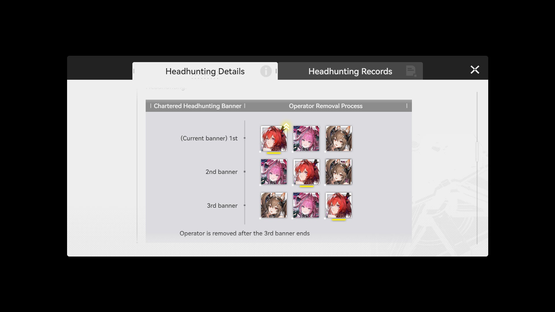 A chart explains the staggered limited banner rotation in Arknights: Endfield's limited gacha with Laevatain, Gilberta, and Yvonne. - 17