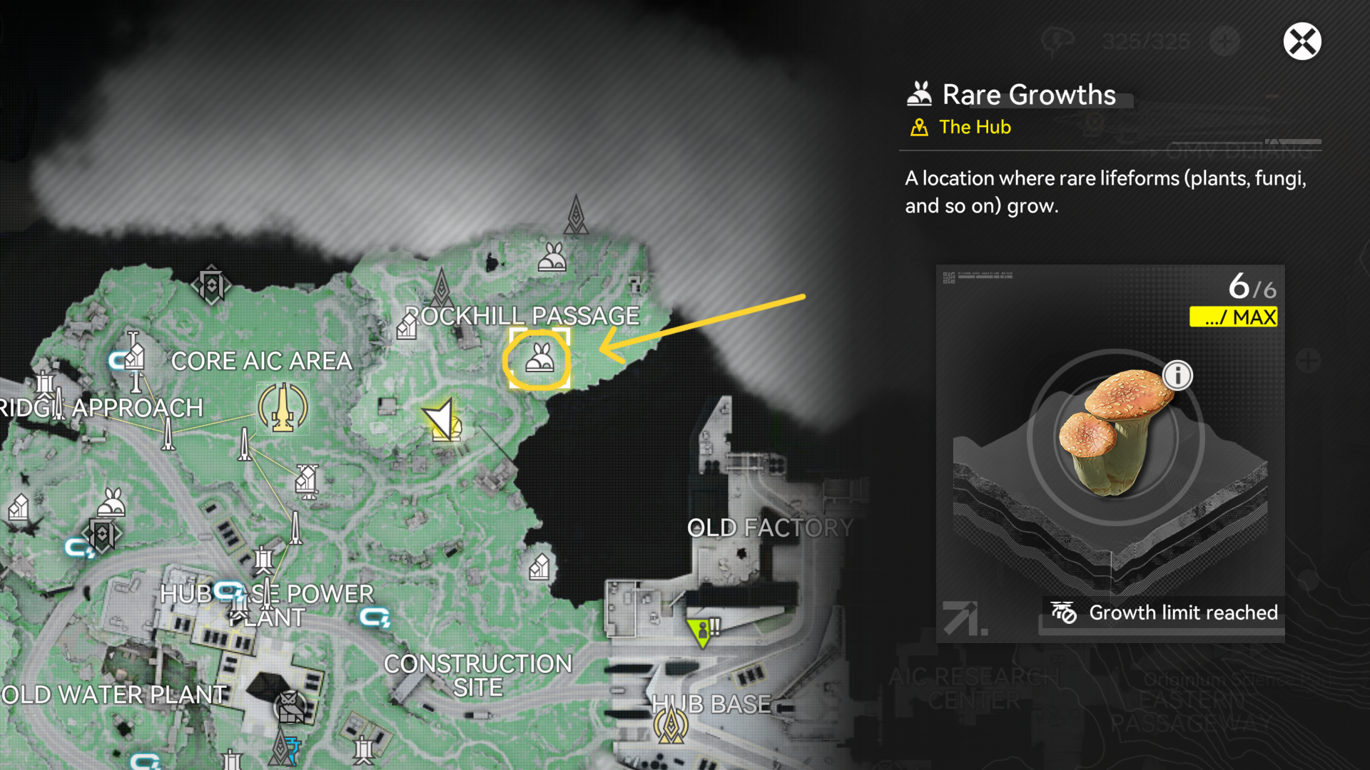 A map screen showing the location of Pink Bolete in the north of The Hub in Arknights Endfield. - 4