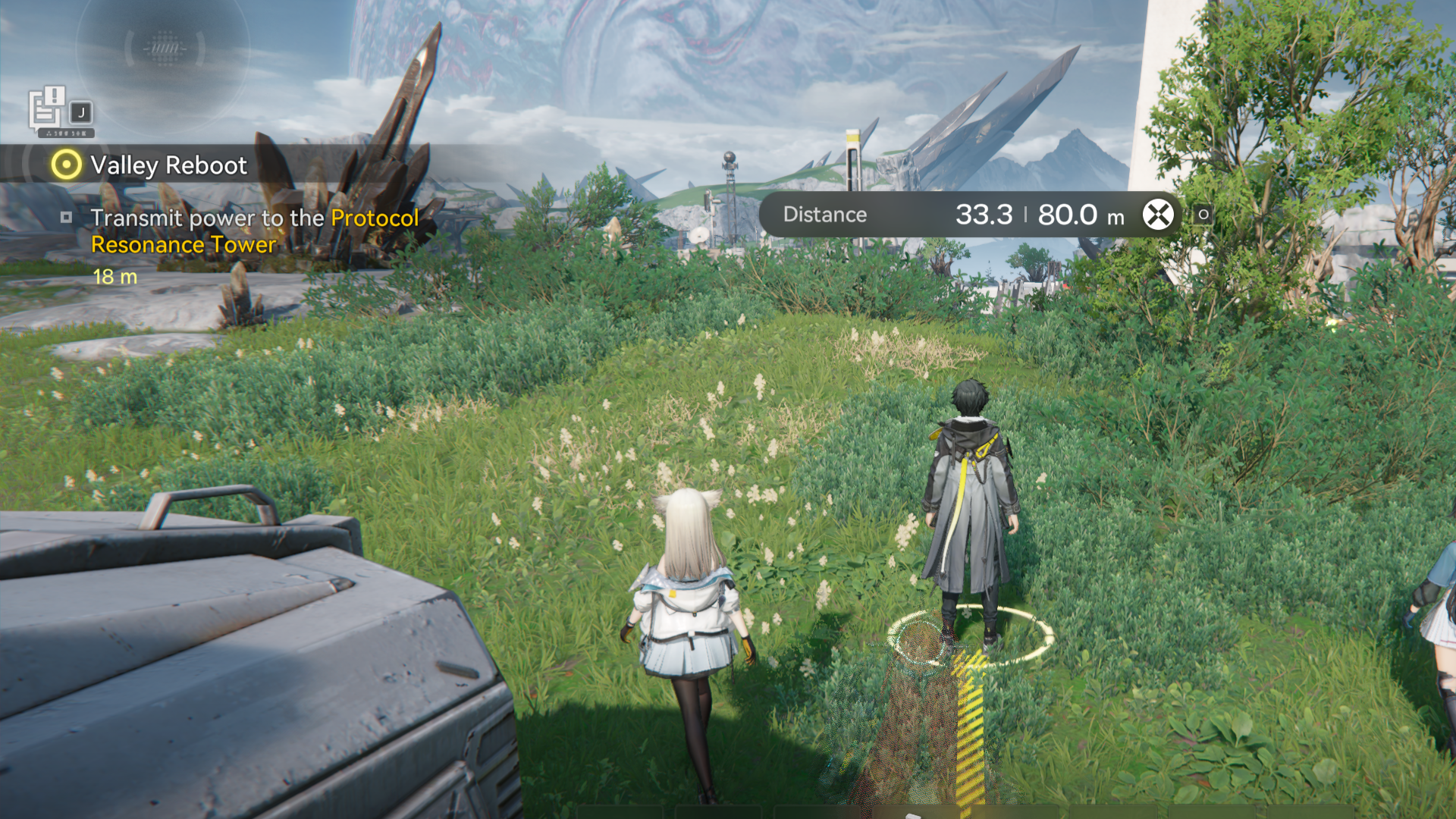 The Endministrator dragging a power line over a hill in Arknights Endfield. - 3