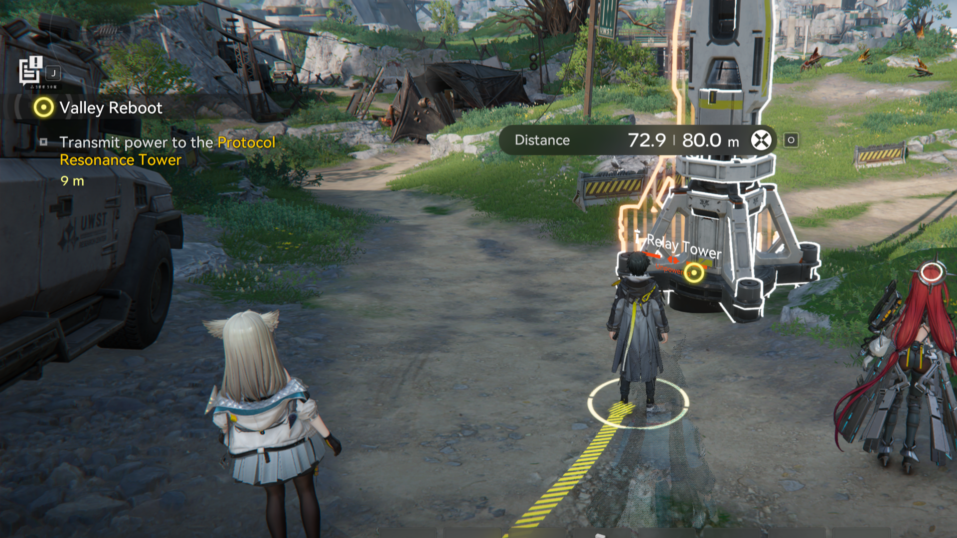 The Endministrator connecting a power line to a relay tower in Arknights Endfield. - 4