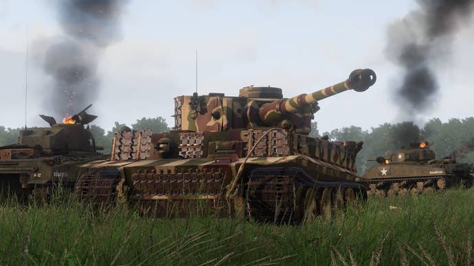 A tank, aka an angry house, in Arma 3’s Spearhead 1944 DLC.