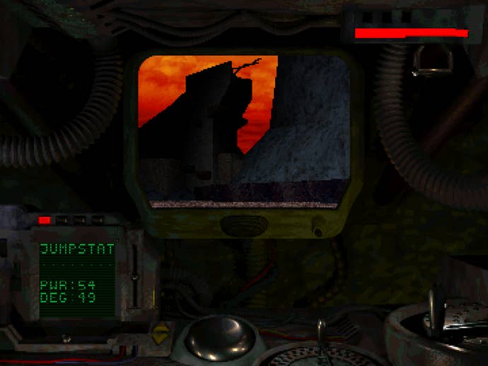 A first person cockpit view in Armored Shell Nightjar.