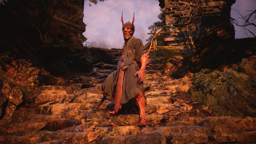 The protagonist wearing the Yaksha armour set in Black Myth Wukong.