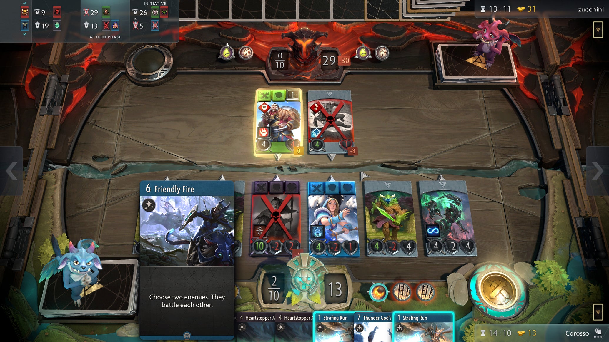 A screenshot of play from Valve's card game Artifact. - 1