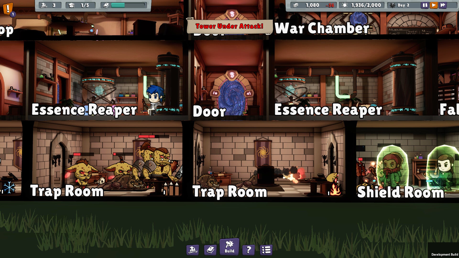 Monsters run into trap rooms in magical tower defence game Artificer's Tower - 1