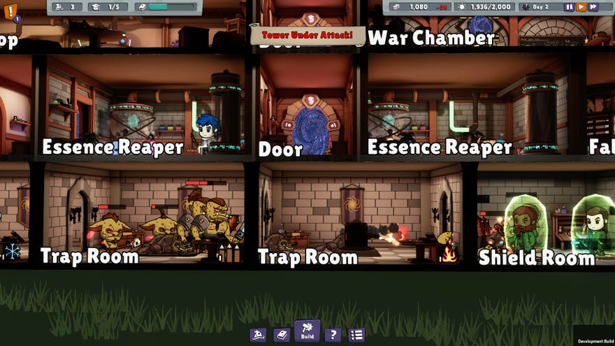 Monsters run into trap rooms in magical tower defence game Artificer's Tower
