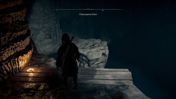 assassin’s creed shadows Chasuriyama Kofun jump gap to platforms across water