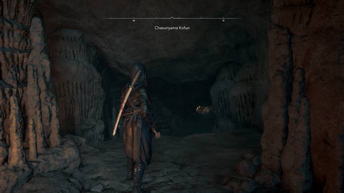 assassin’s creed shadows Chasuriyama Kofun small opening in wall near floor