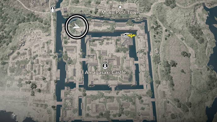 assassin’s creed shadows amagasaki castle fifth samurai map location