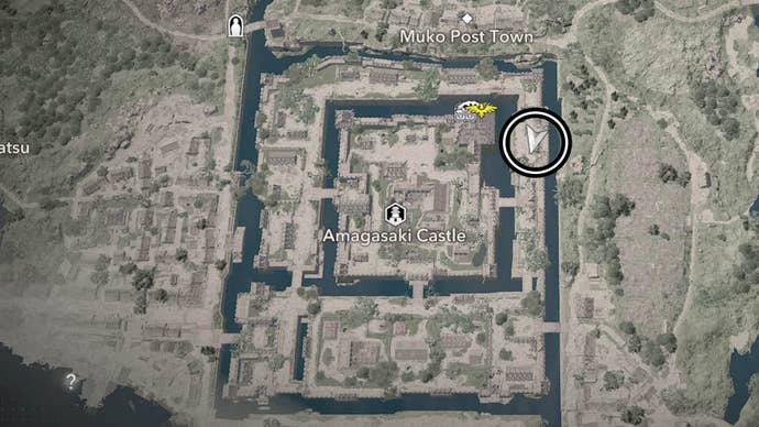 assassin’s creed shadows amagasaki castle fourth samurai map location