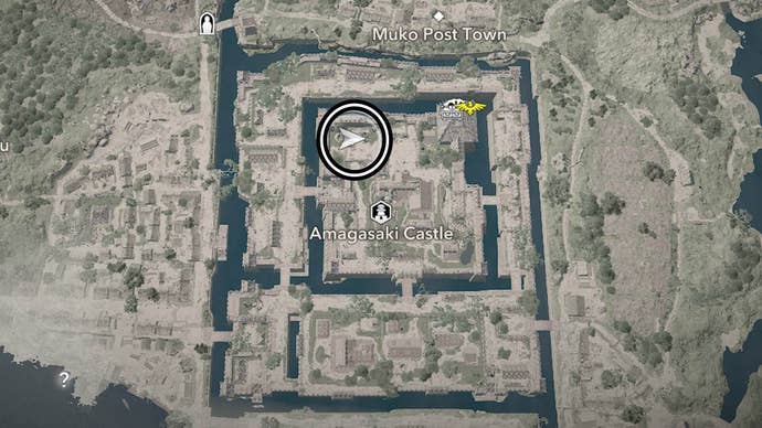 assassin’s creed shadows amagasaki castle samurai one map location