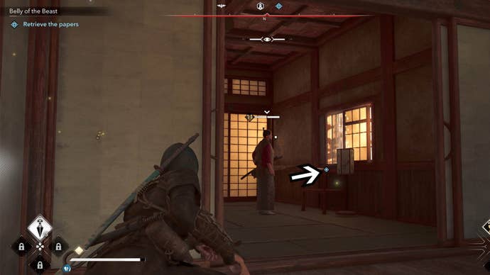 assassin’s creed shadows belly of the beast papers being guarded