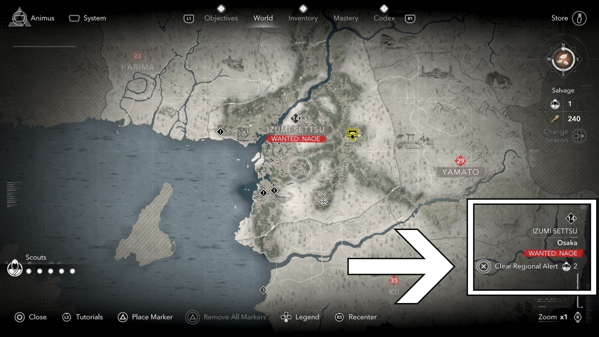 assassin&rsquo;s creed shadows clear wanted status map option