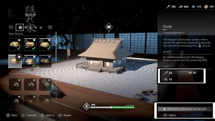 assassin’s creed shadows hideout building study main building in build menu