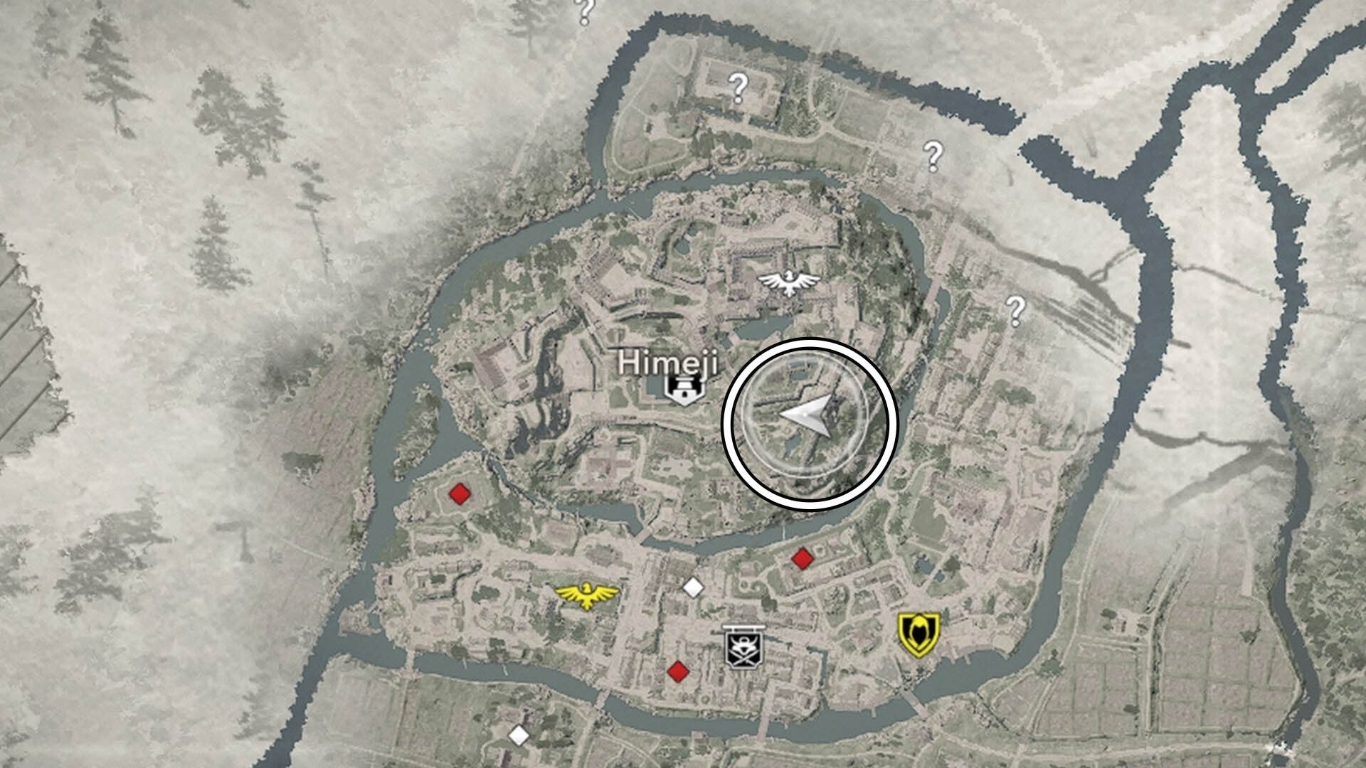 assassin&rsquo;s creed shadows himeji castle samurai one map location