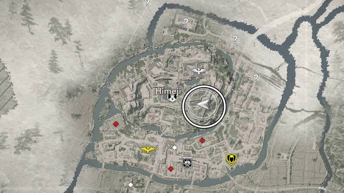 assassin’s creed shadows himeji castle samurai one map location