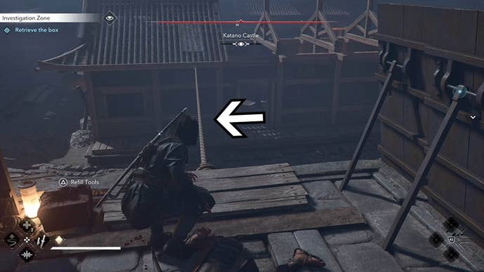 assassin’s creed shadows katano castle unseen achievement rope across to rooftop
