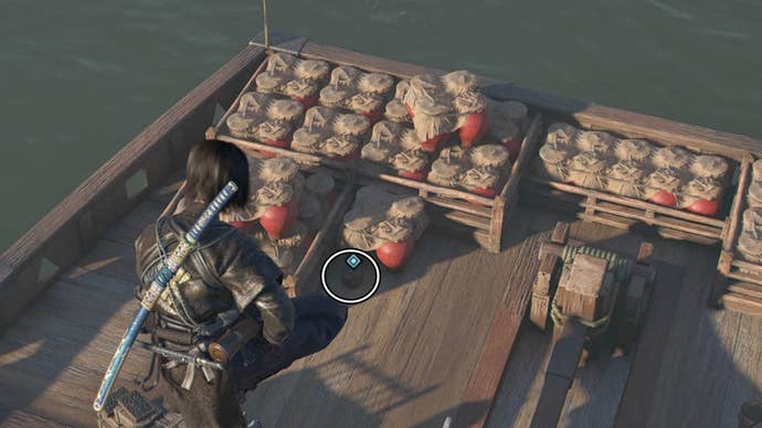 assassin’s creed shadows nagahama black powder gunpowder barrel location