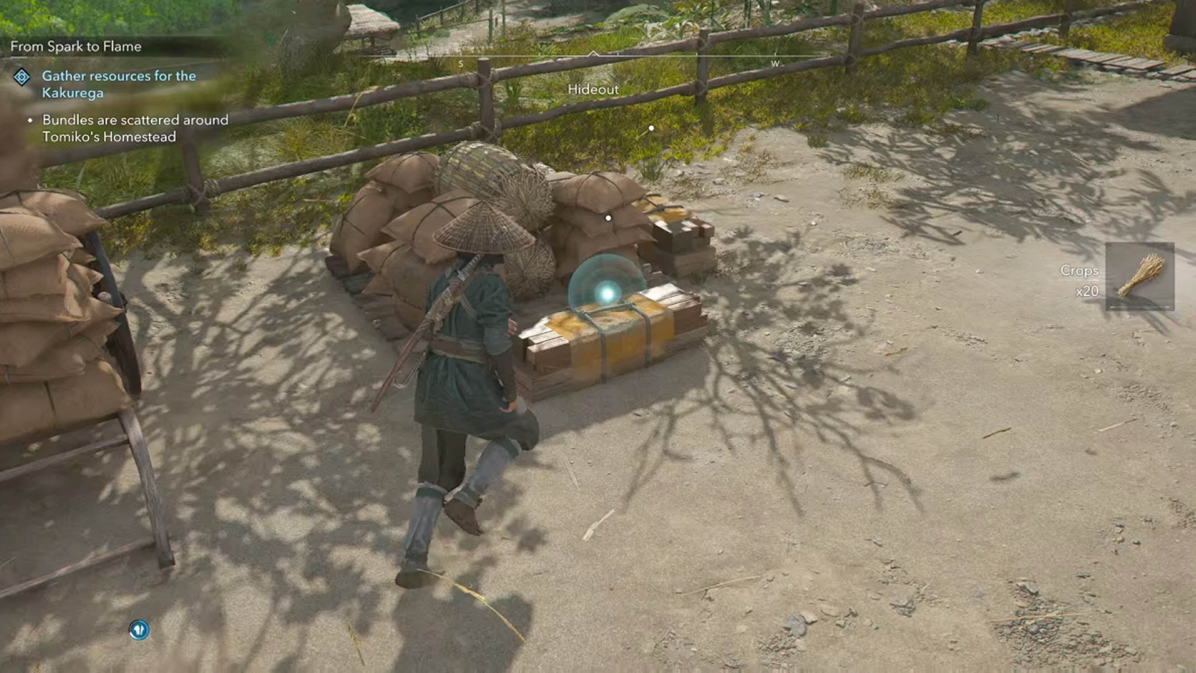 assassin&rsquo;s creed shadows naoe approaching wood pile